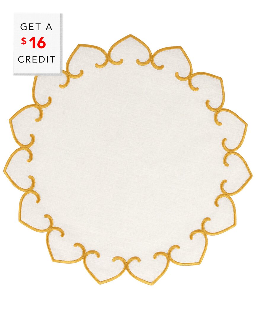 Tessuti White Round Placemats With Gold Stitching With $16 Credit