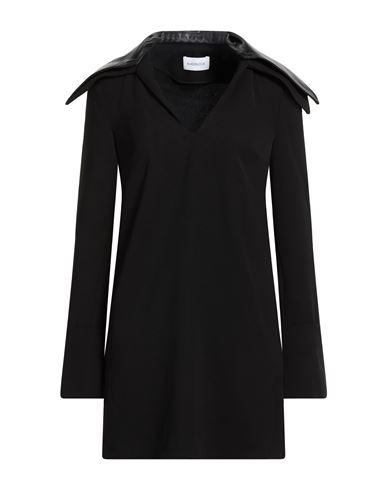 Woman Mini dress Black Size 10 Polyester, Leather