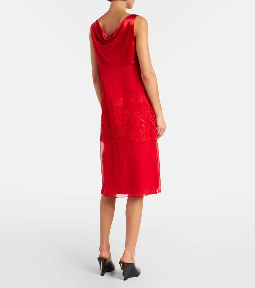 Draped silk midi dress