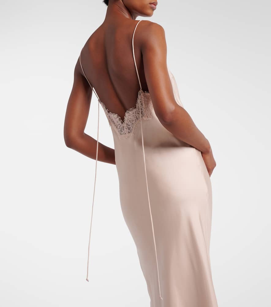 Róhe Lace-trimmed silk satin slip dress