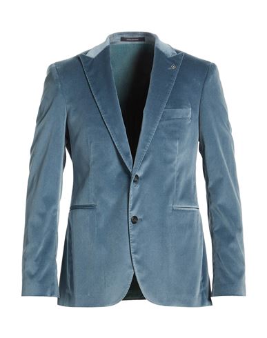 Man Blazer Slate blue Size 38 Cotton, Elastane