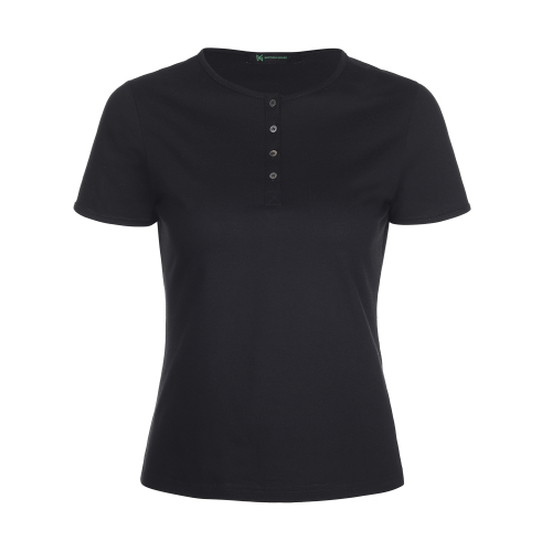 Mother of Pearl Button Henley Neck Silk T-Shirt