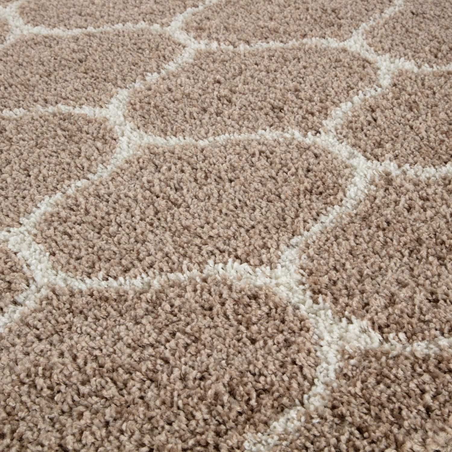 THE RUGS Unisex Moroccan Soft High Pile Shaggy Trellis Rugs & Runners Living Room in Beige | : x 150c