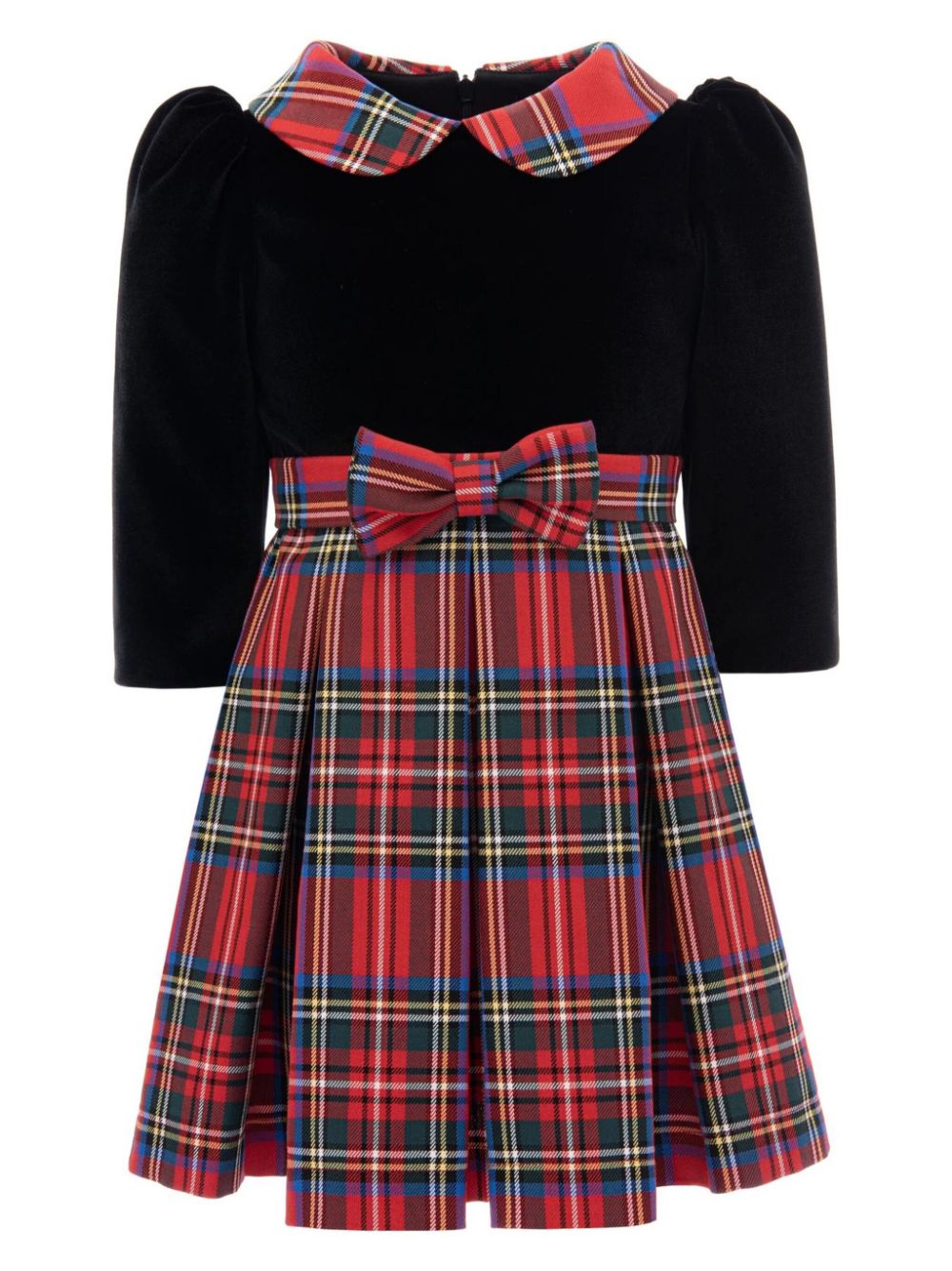 Bow-detail plaid-checked dress - Red
