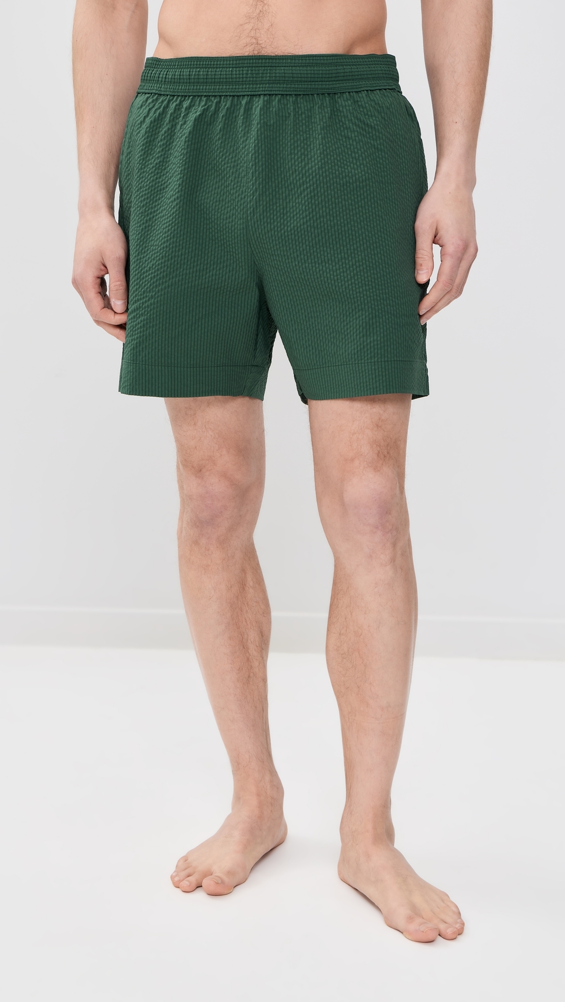 Seersucker Swim Shorts Bottle Green