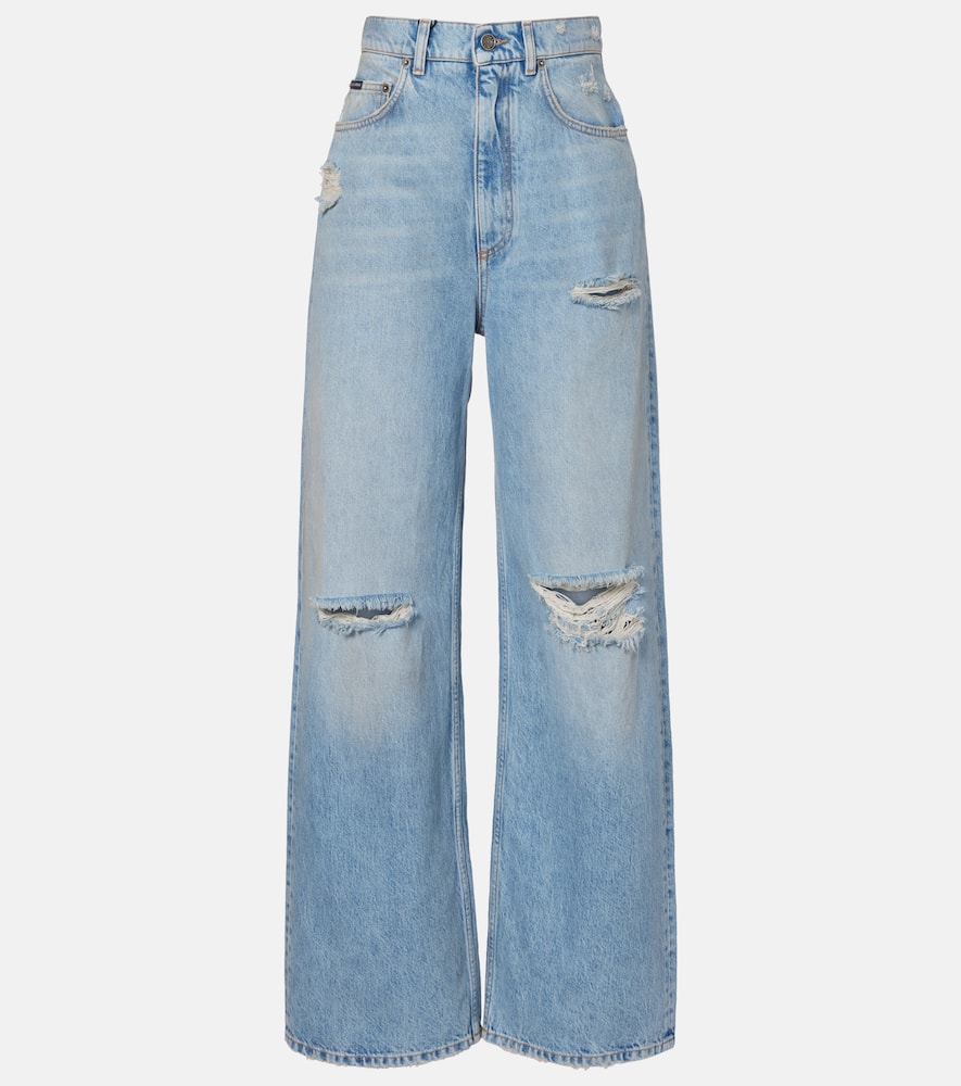 Distressed wide-leg jeans