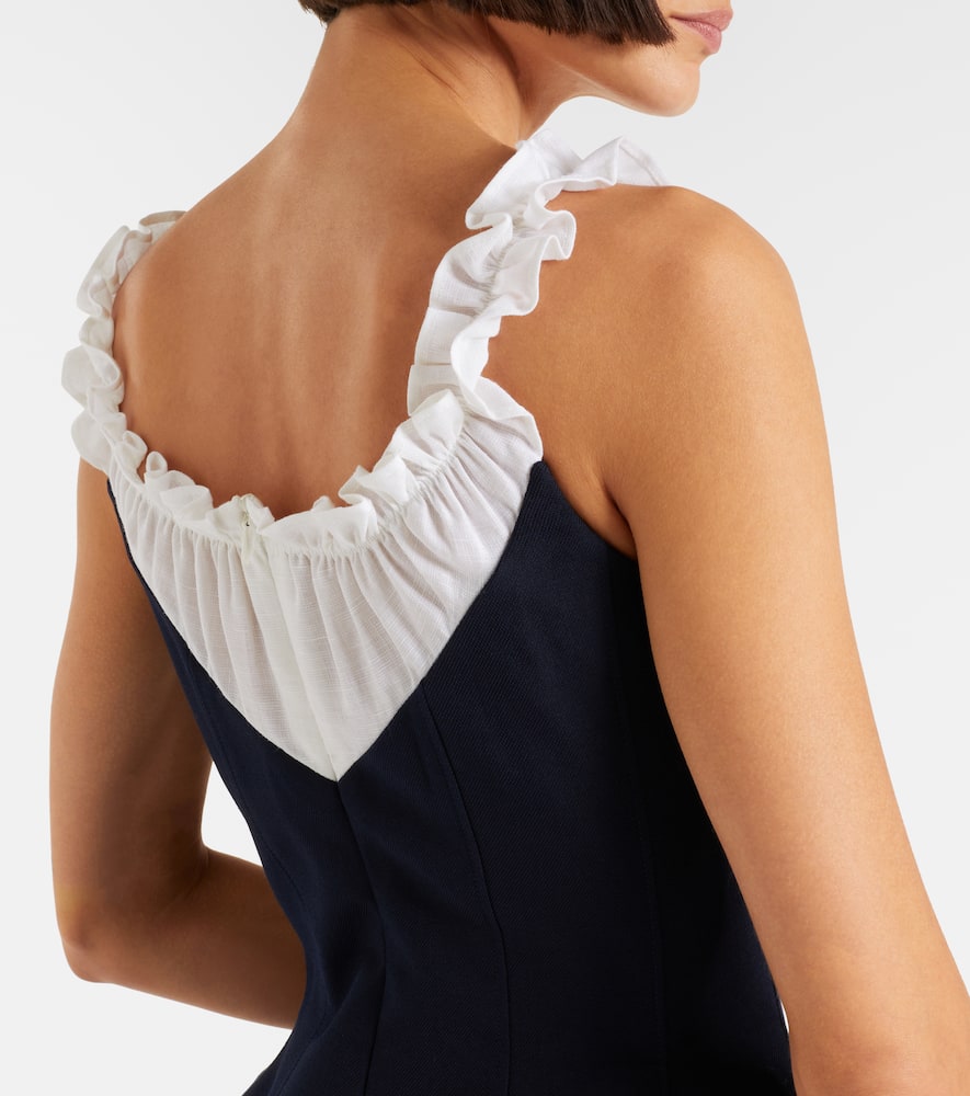 Ruffled wool and silk minidress