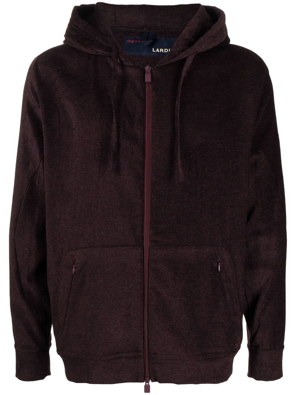 Zip-up drawstring hoodie - Brown
