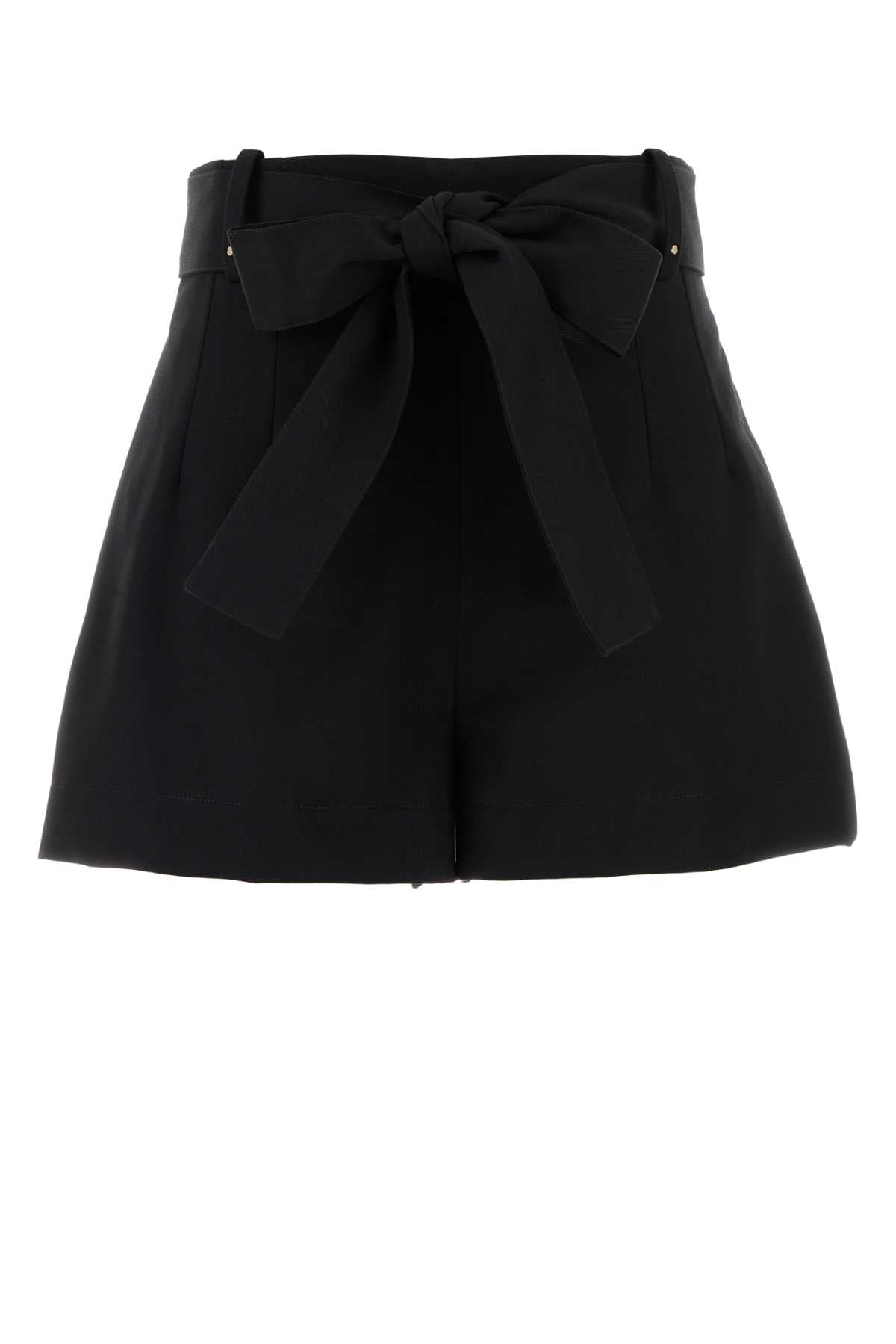 Tie-Waist Chino Shorts — Black