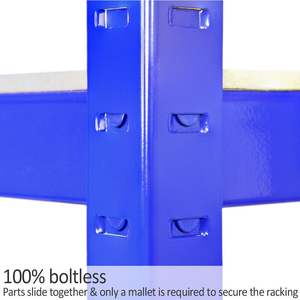5 x 90cm Blue Warehouse Storage Bays / Garage Shed Shelving / Utility Rack + FREE Rubber Mallet