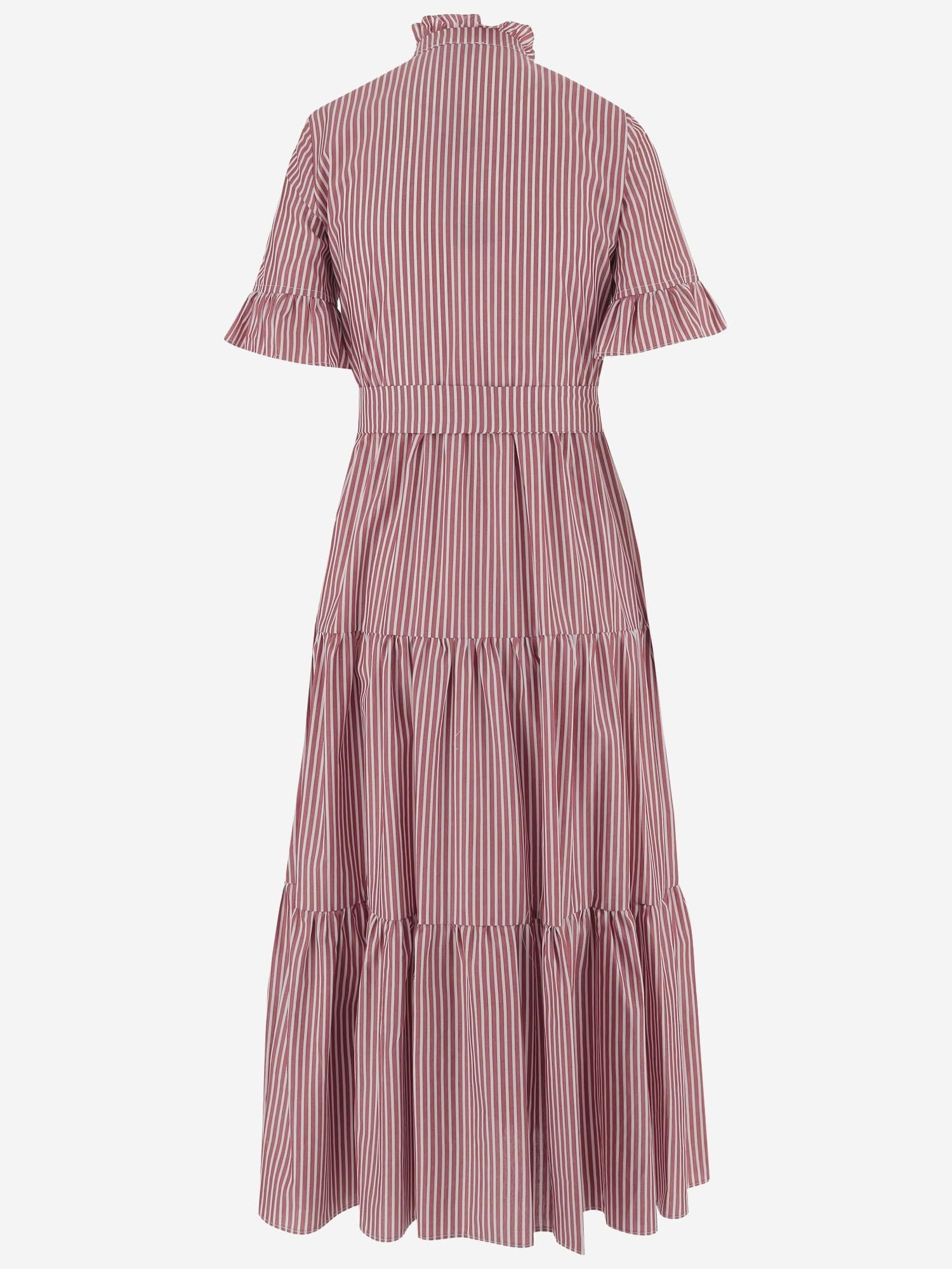 Striped Cotton Dress — Red
