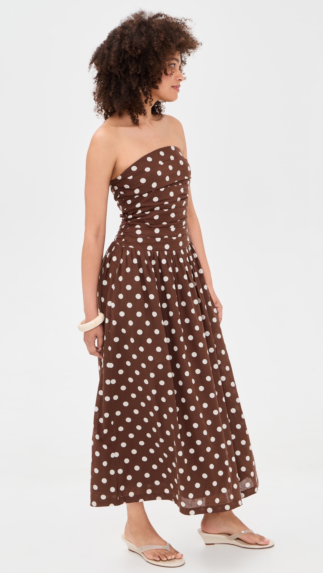The Reina Maxi Dress Chocolate/Ecru Dot