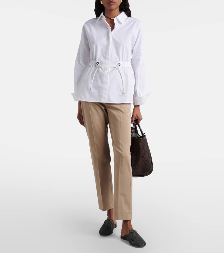 Cotton-blend cropped slim pants