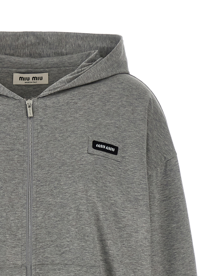 Grey Cotton Sweatshirt Grigio Exterior: Felpe - Women
