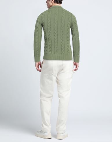 Man Sweater Military green Size 40 Cotton