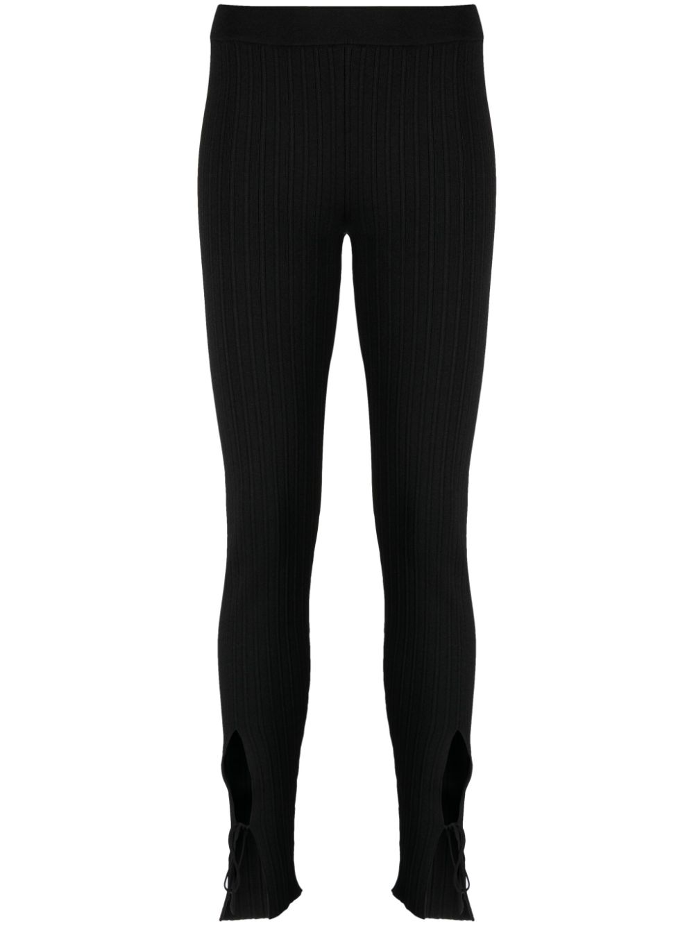Pinstriped lace-up trousers - Black