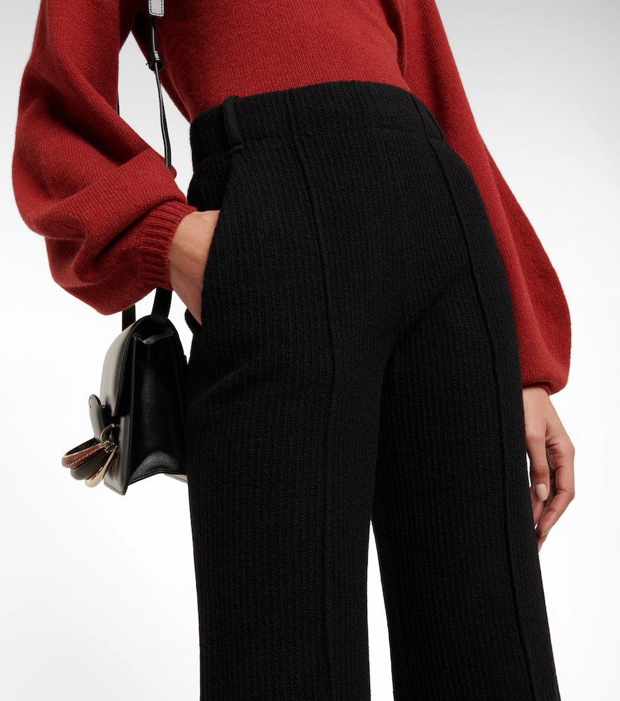 High-rise flared virgin wool pants