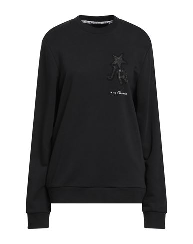 Woman Sweatshirt Black Size L Cotton, Polyester