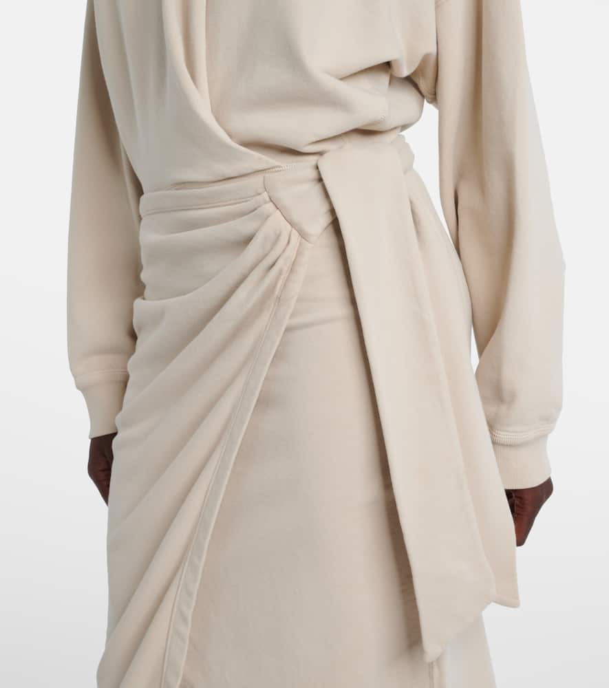 Draped cotton jersey sweatshirt dress