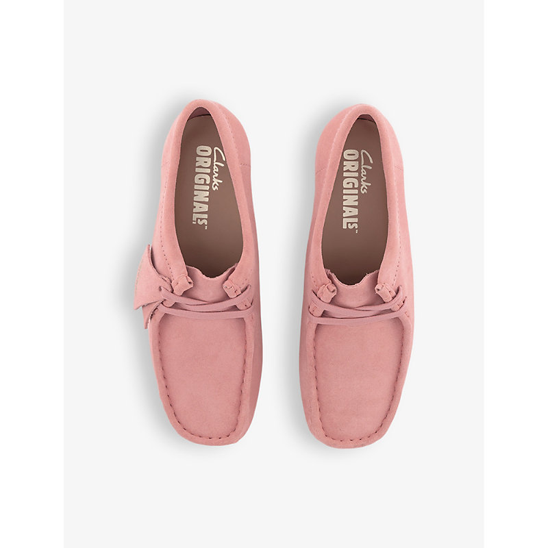 Womens Blush Pink Suede Wallabee Logo-tag Suede Shoes