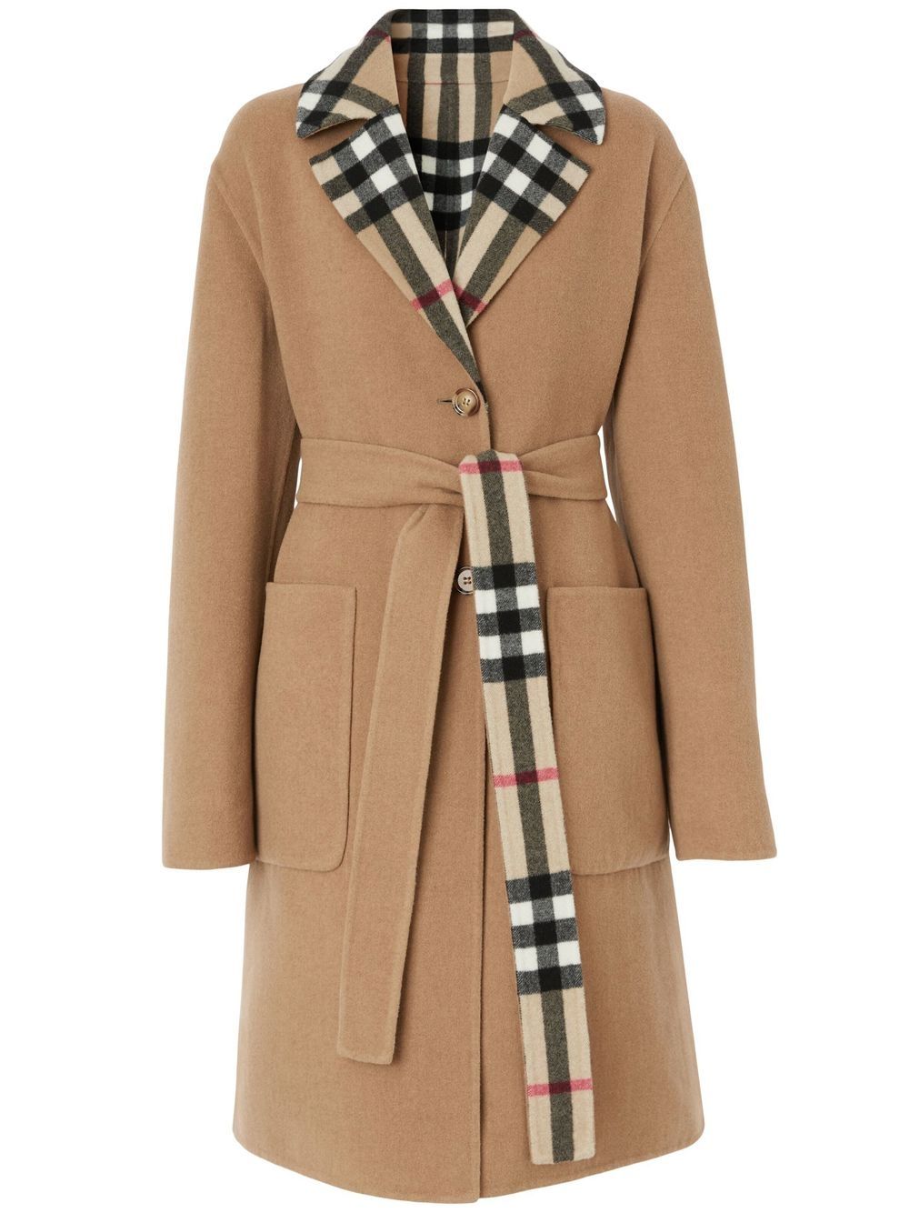 Reversible check wool coat - Neutrals