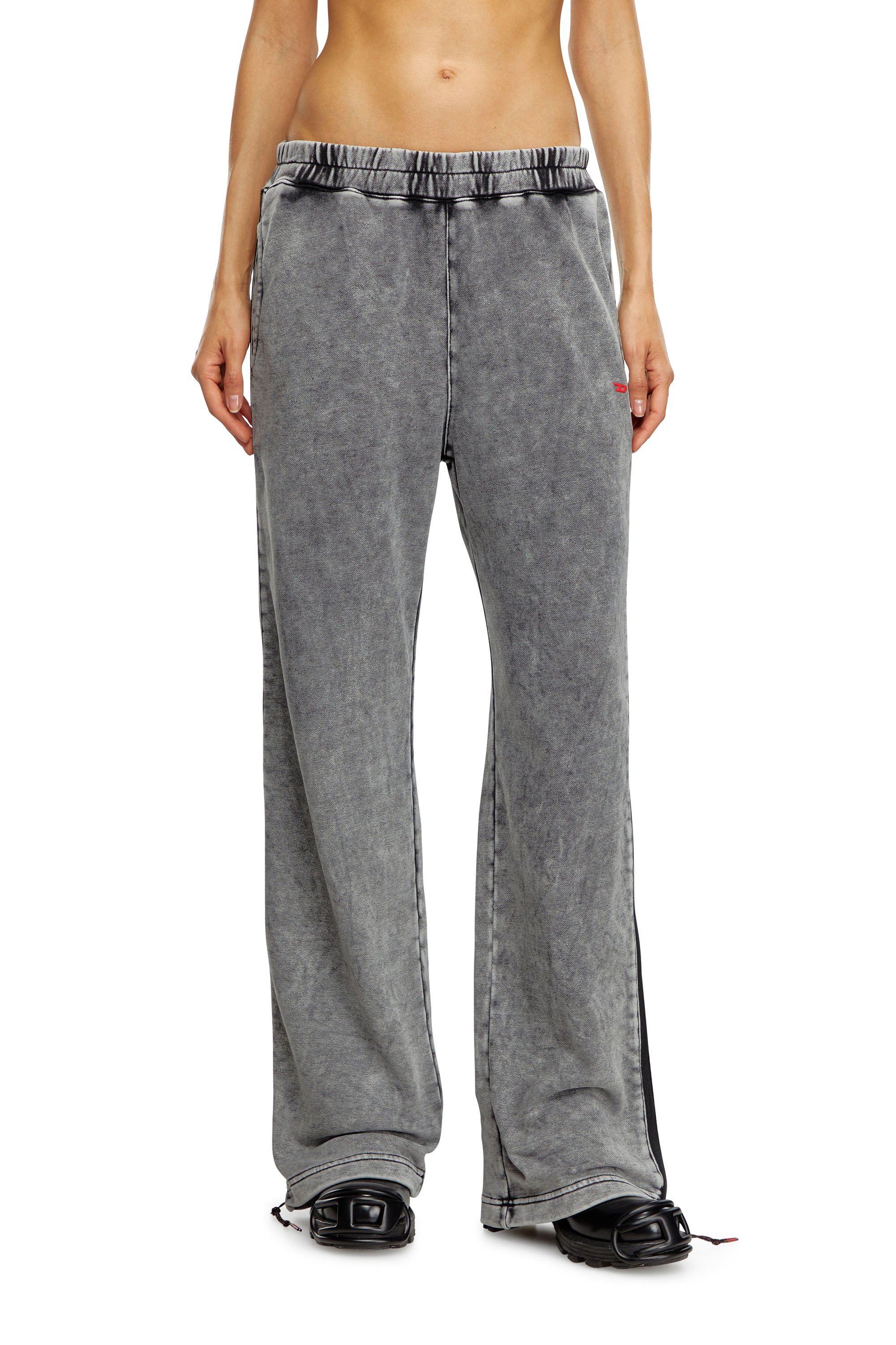 Elasticated-waist straight-leg trousers - Grey