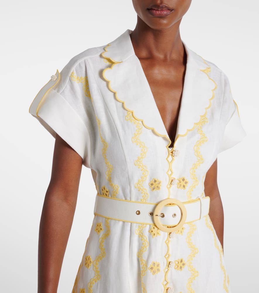 Lucky embroidered linen midi dress