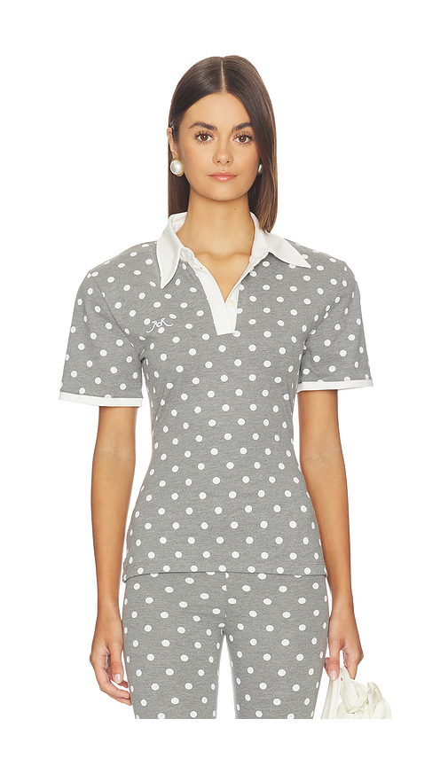 Rowen Rose Polka Dots Signature Polo in Grey. 36. Also