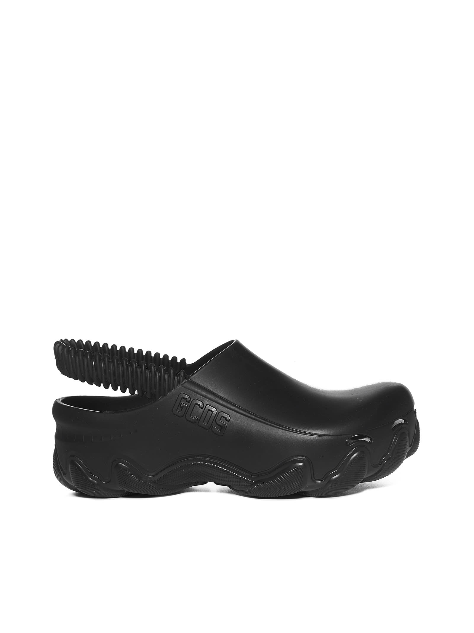 Embossed-logo slingback clogs
