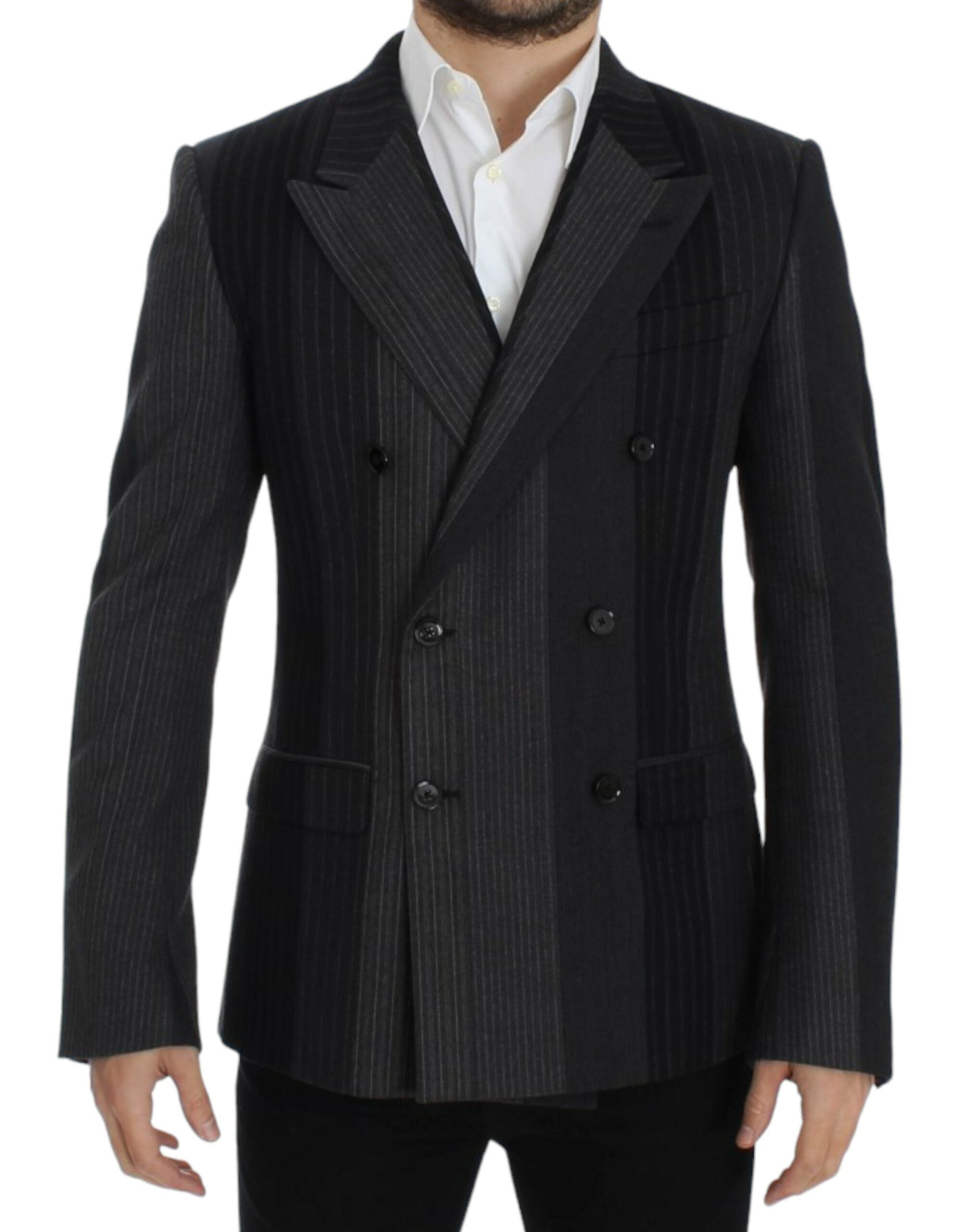 Wool Striped Blazer — Gray