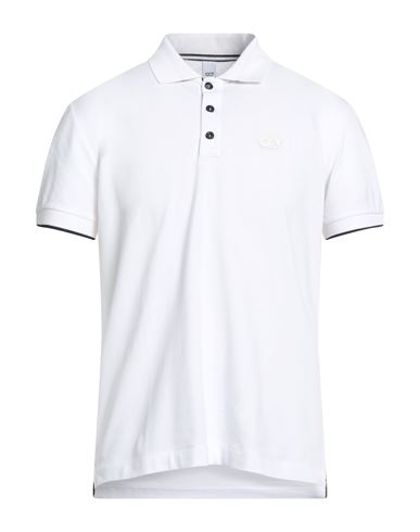 Man Polo shirt White Size M Cotton, Elastane