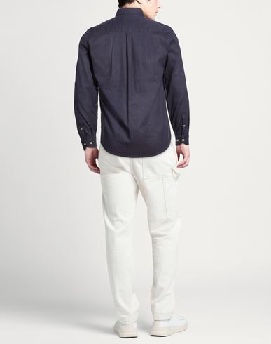Man Shirt Midnight blue Size S Linen, Cotton
