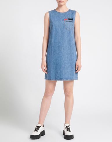 Woman Mini dress Blue Size L Cotton