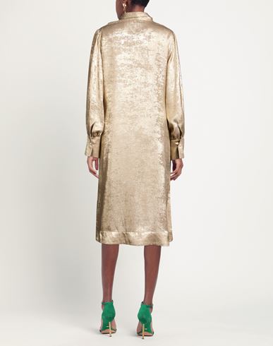 Woman Midi dress Gold Size 4 Polyester