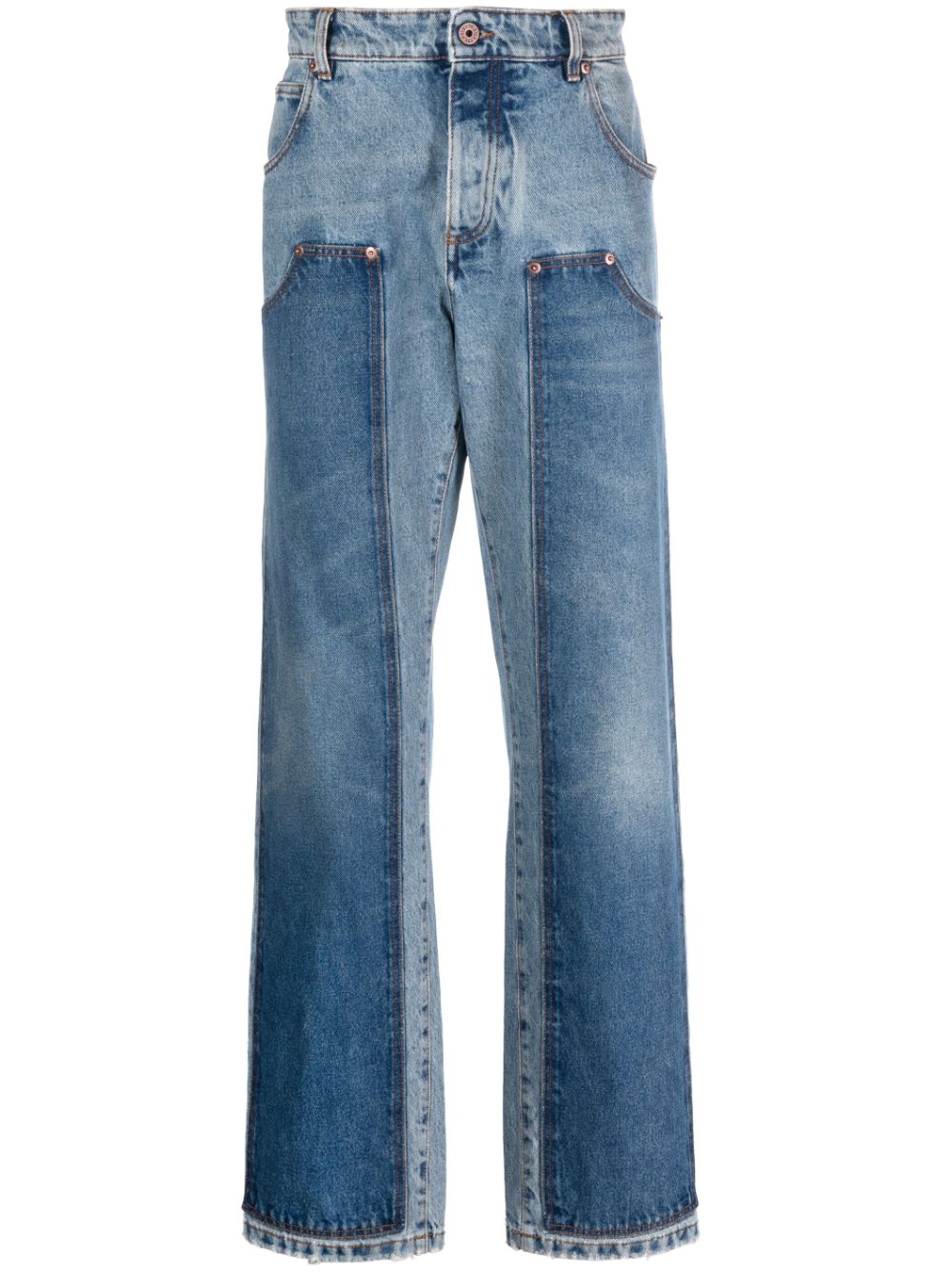 Hybrid panelled straight-leg jeans - Blue