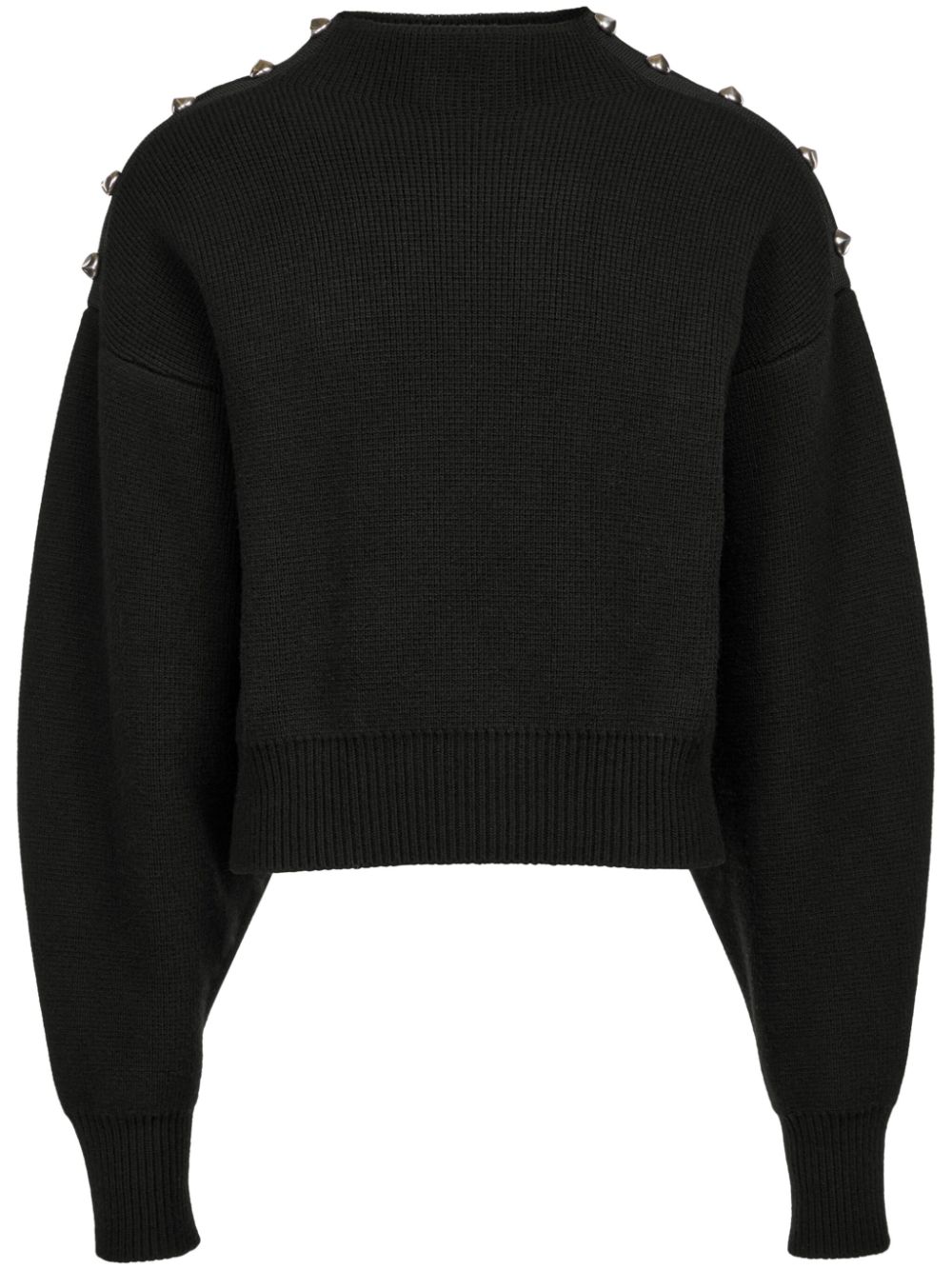 Decorative-buttons panelled knitted sweatshirt - Black