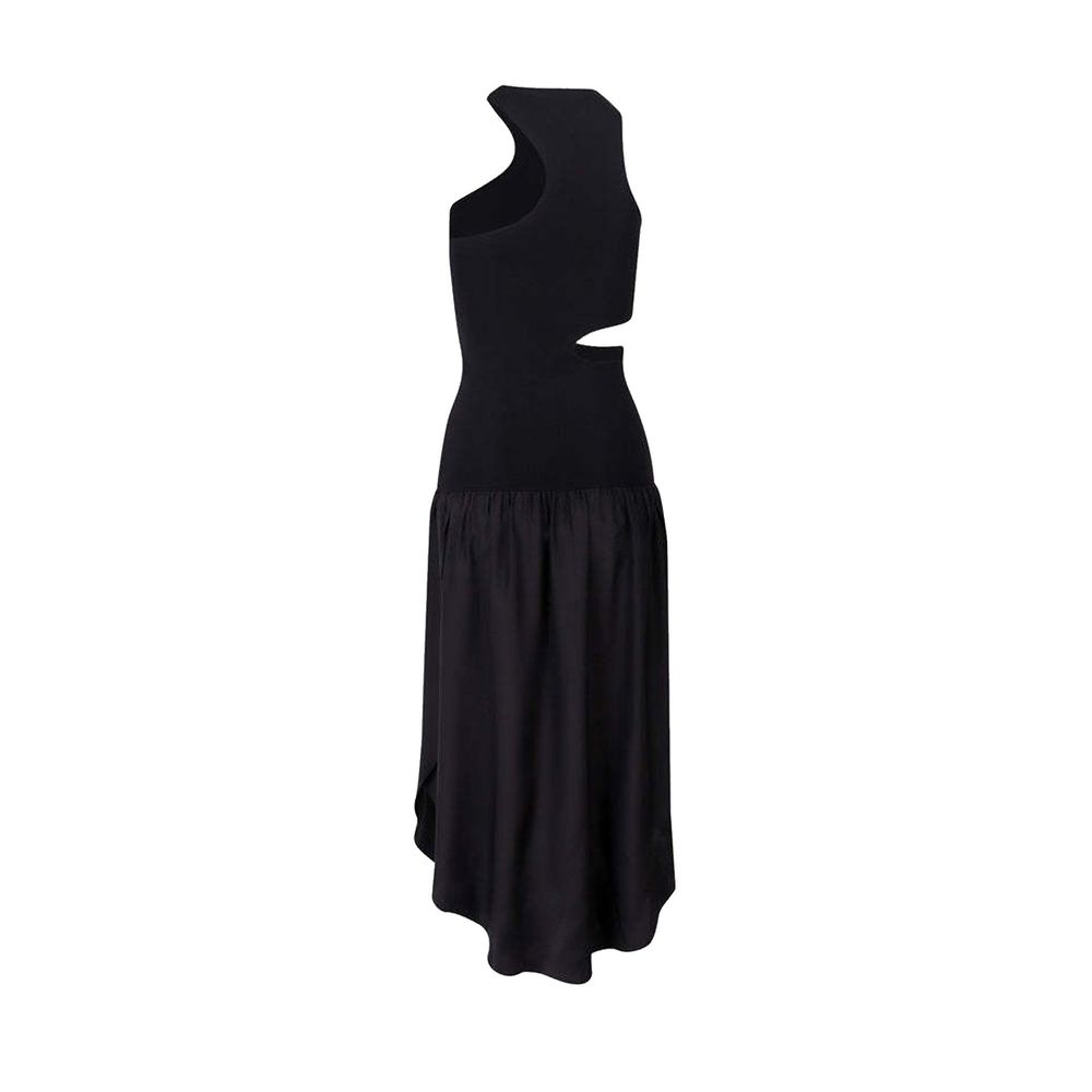 Silk Cut-Out Dress — Black