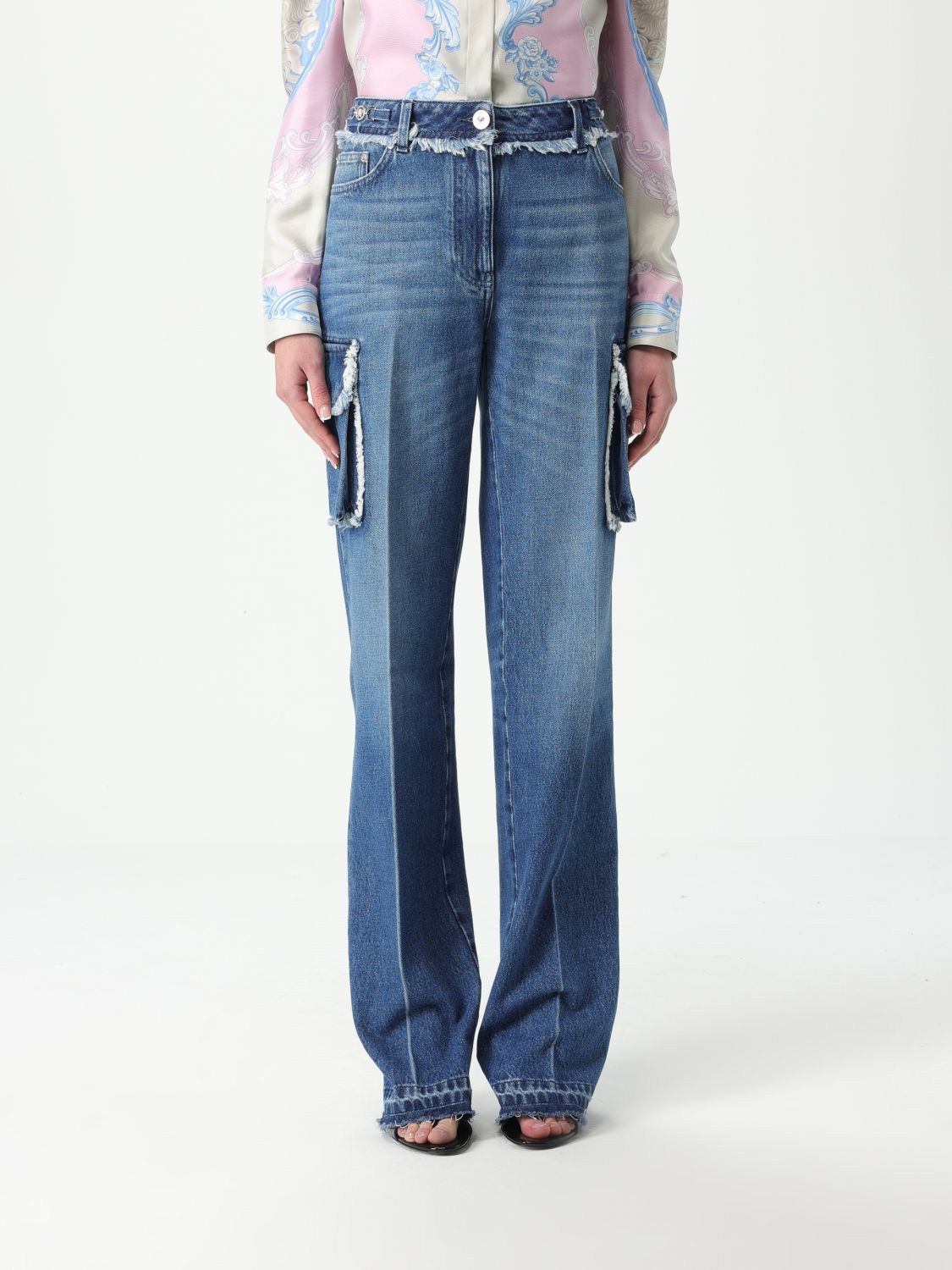 Medusa-plaque cargo jeans - Blue