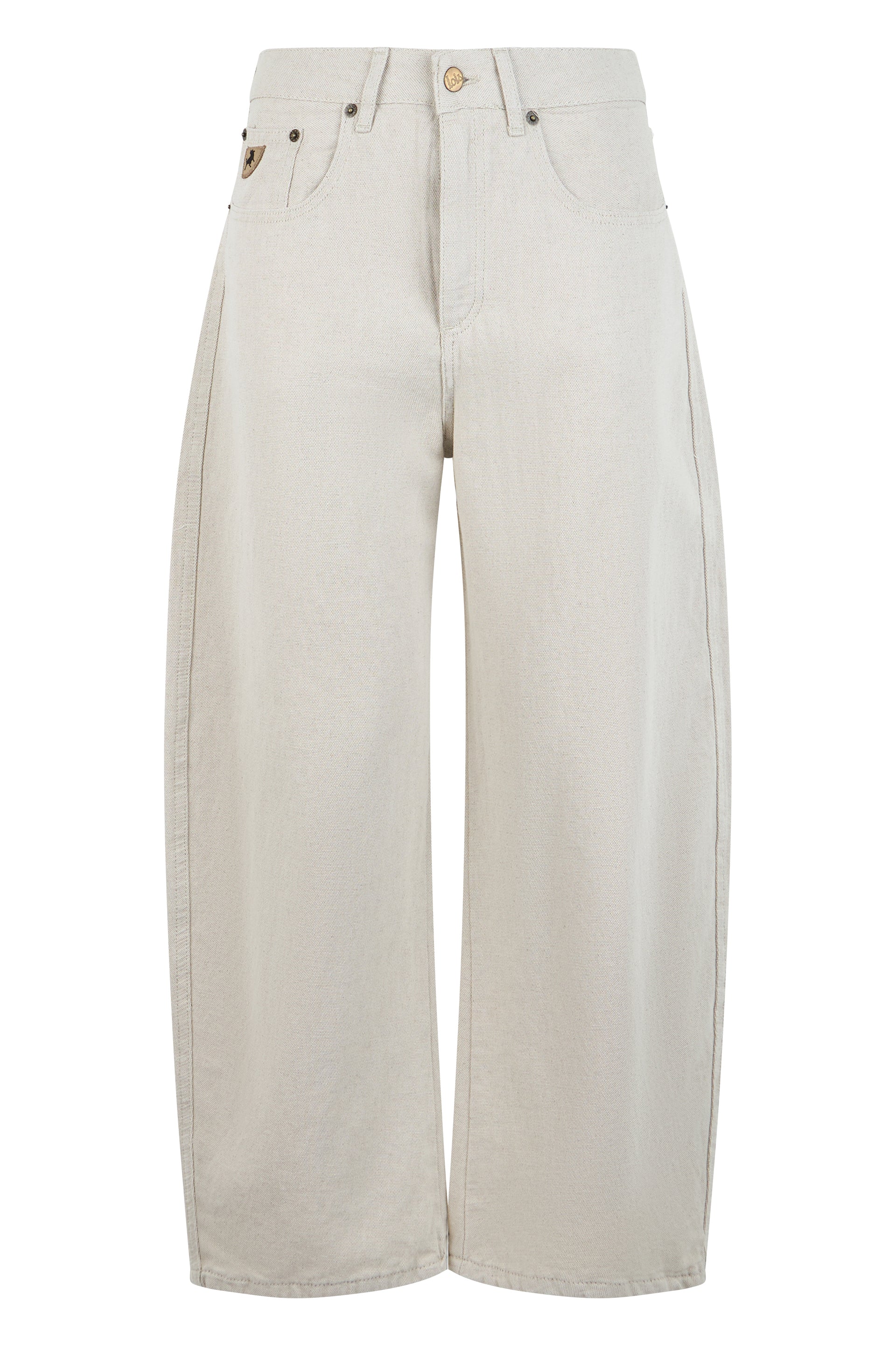 Loose-Fit High-Waisted Cotton-Linen Wide Leg Jeans