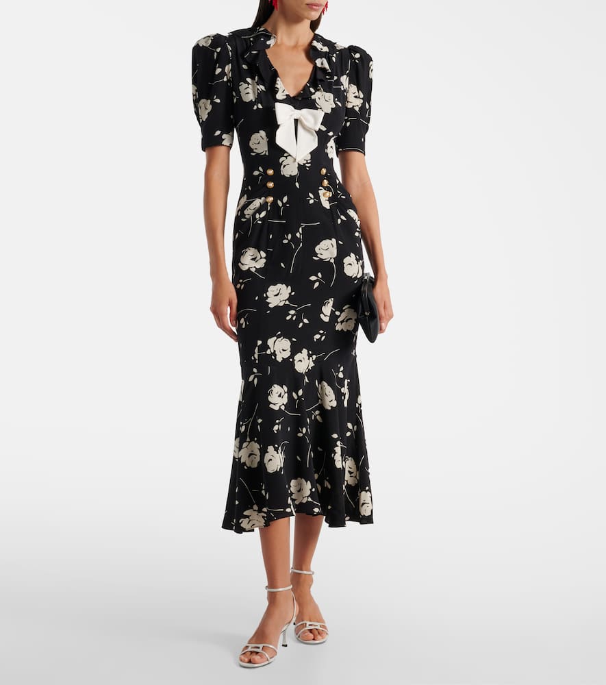 Floral printed silk midi dress
