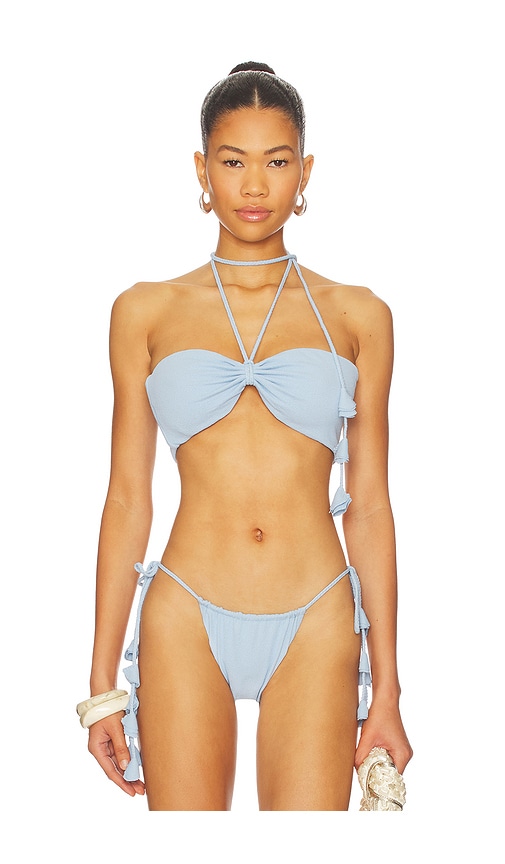 DEVON WINDSOR Eleanor Halter Bikini Top in Baby Blue. - L also in M