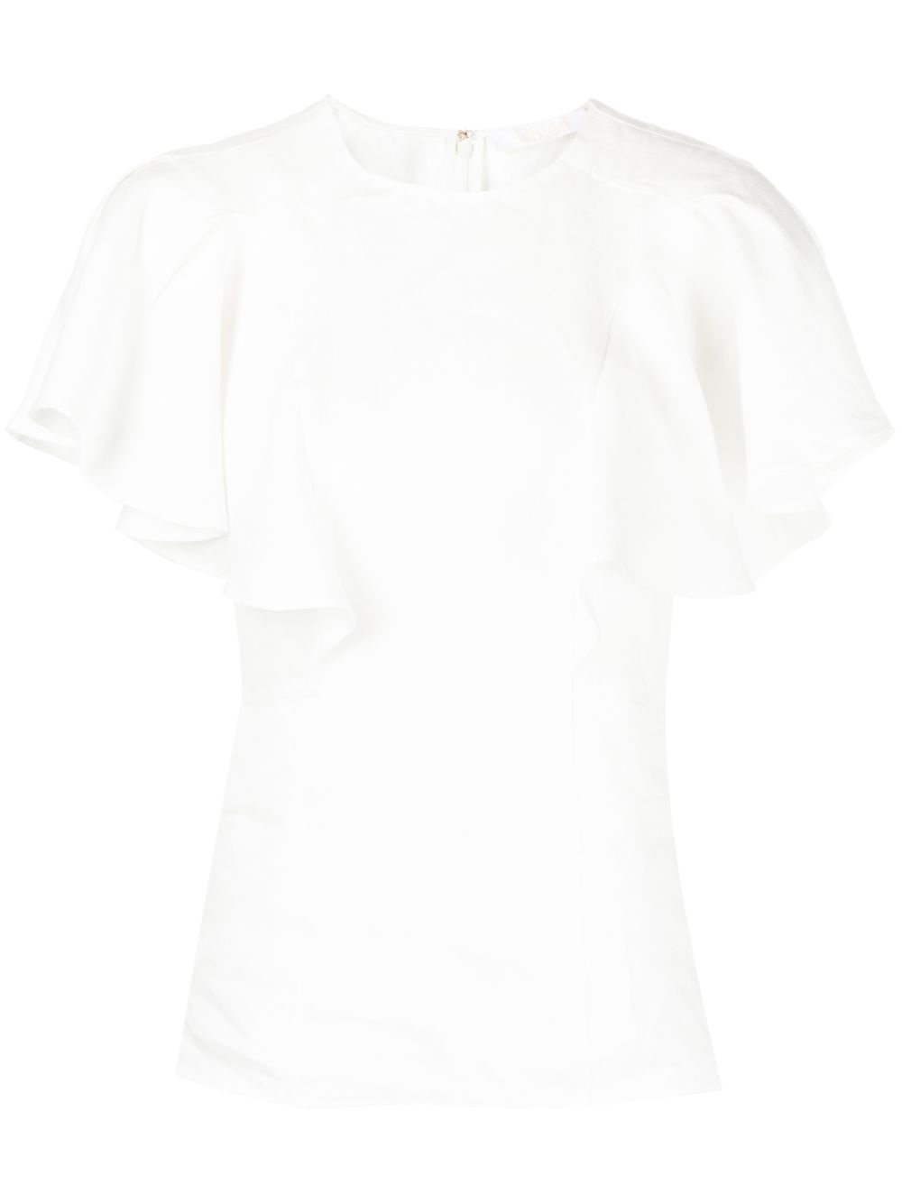 Chloé linen flutter sleeve top - White