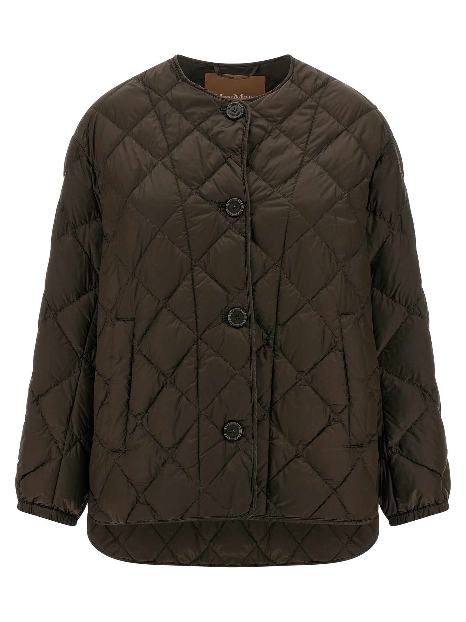 Quilted Diamond-Patterned Polyamide Down Jacket — Brown