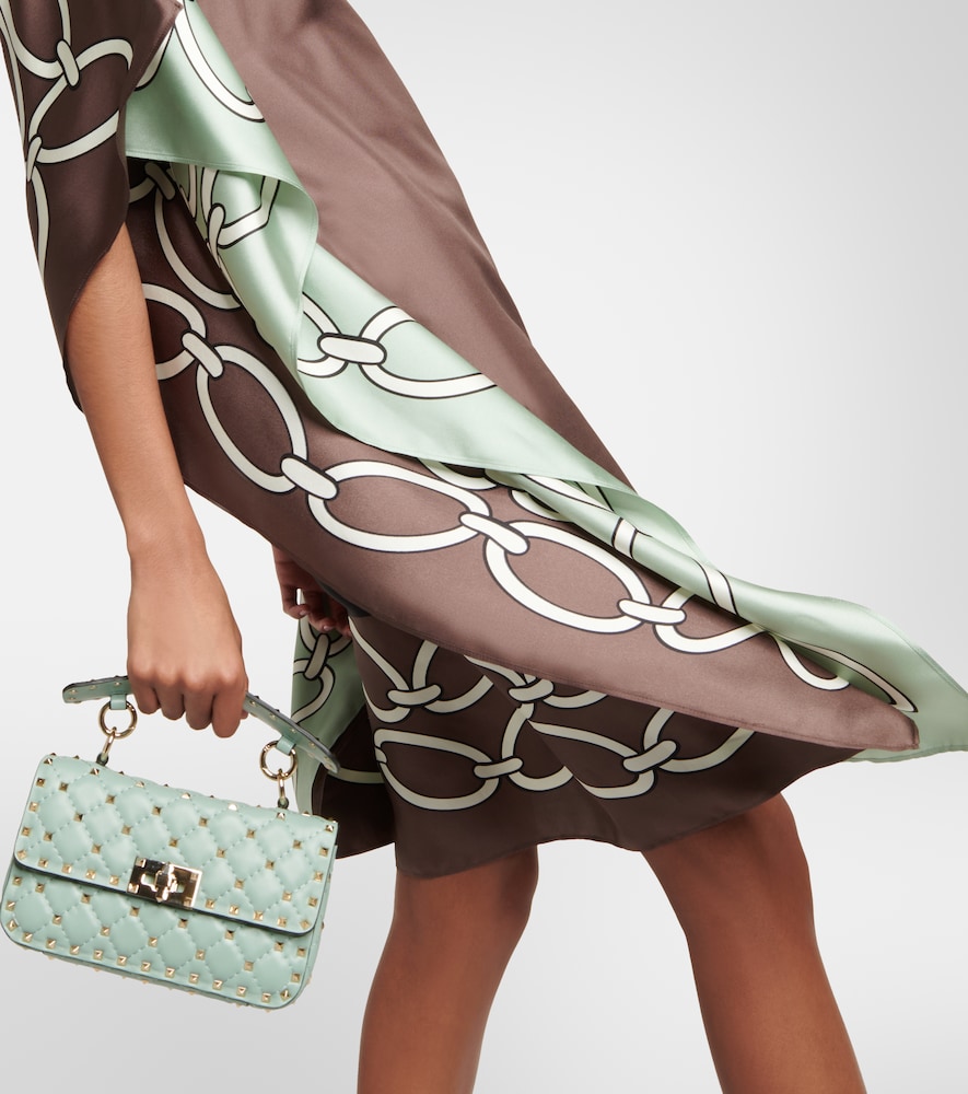 Chain-print silk kaftan dress