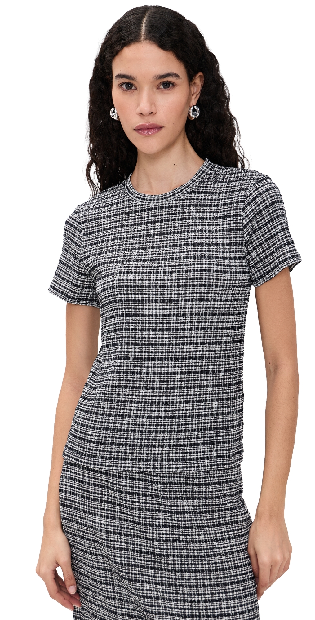 Short Sleeve Crew Neck Blouse Eclipse Combo