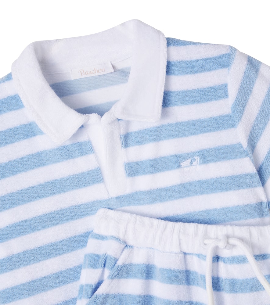 Cotton-blend polo shirt and shorts set