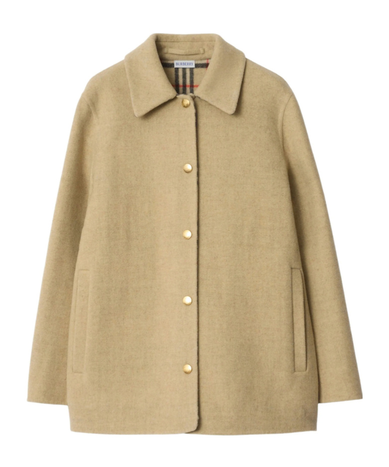 Check-lined wool overshirt