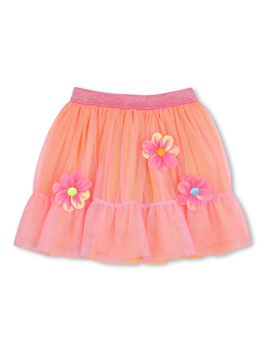 Flower-appliqué tutu skirt - Pink