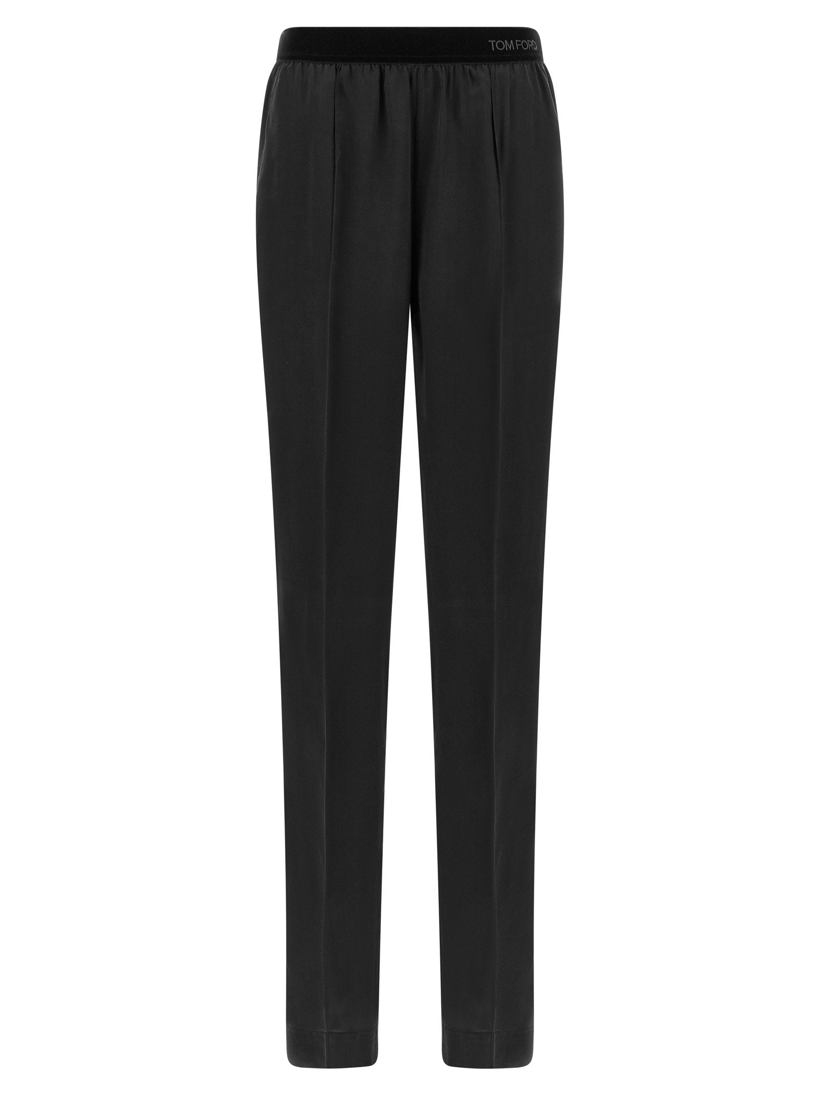 Silk Satin Trousers — Black
