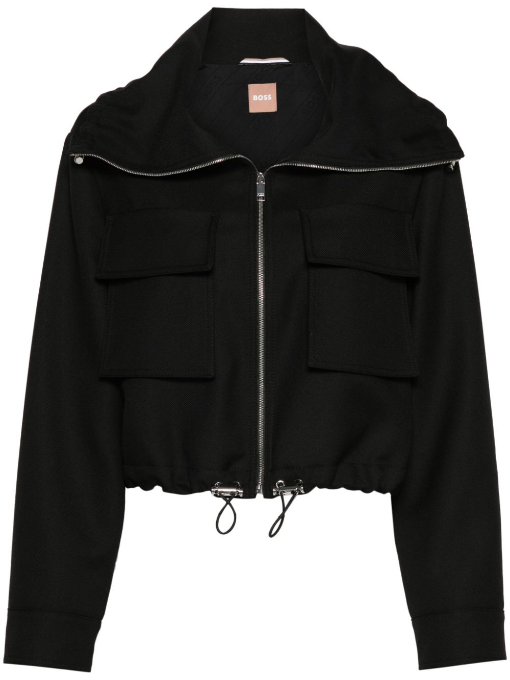 Logo-plaque cropped jacket - Black